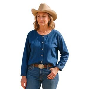 Vintage Tisa Corrales New Mexico Denim Button Front Shirt Jacket Small USA Made